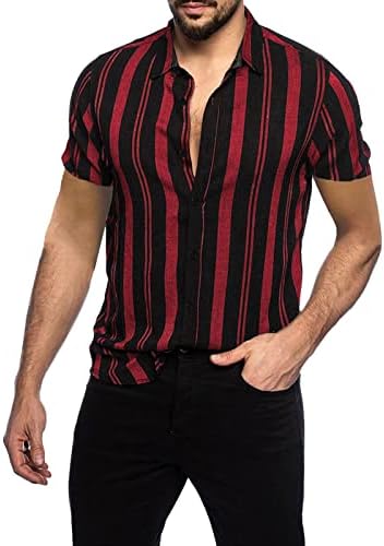 חולצות XXBR לגברים מפוסה שרוול קצר חולצה הוואי כפתור קיץ למטה חולצת טי דש טופף חוף מזדמן בכושר