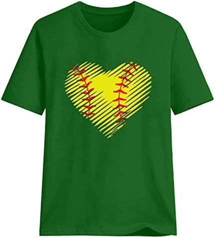 2023 צמרות קיץ נשים אהבה הדפסת לב גרפית חולצה גרפית חולצות בייסבול שרוול קצר