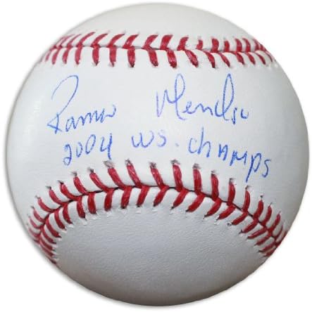 רמירו מנדוזה חתימה על חתימה רשמית MLB בייסבול כתוב 2004 WS Champs חתימה - כדורי בייסבול עם חתימה