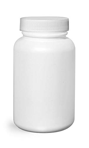 200 בקבוקי פלסטיק סמק, סיבובי תרופות לבנים של HDPE פה רחב עם כובעים מרופדים לבנים