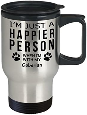 חובב כלבים טיול ספל קפה - אדם מאושר יותר עם מתנות הצלה של בעלים של גובריאן
