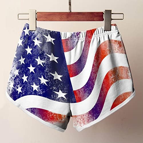 מכנסי דגל אמריקאיים של נשים אמריקאיות 4 ביולי אימון פטריוטי מכנסיים קצרים מזדמנים של המותניים המותניים הקצרים