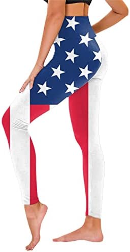 חותלות 4 ביולי לנשים מותניים גבוהות חותלות דגל אמריקאיות תרגיל כושר בקרת בטן ספורט מכנסי יוגה פעילים
