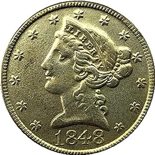 1848 אמריקה ליברטי מטבע מטבע נשר מצופה זהב מצופה זהב קריפטו
