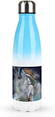 זאב מגניב מיילל חיה ירח 17oz בקבוק מים ספורט נירוסטה ואקום מבודד צורת קולה בקבוק ספורט לשימוש חוזר