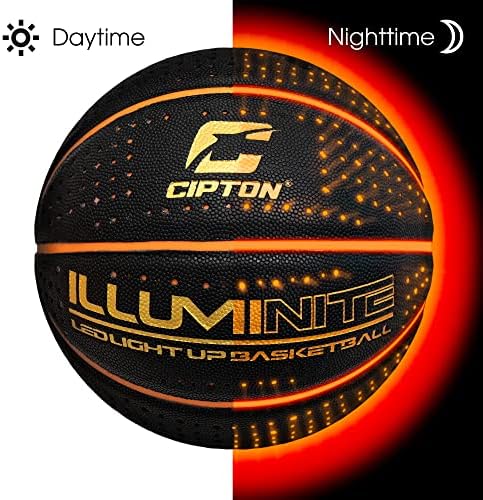כדורסל Cipton, LED Light Up כדורסל, גודל רשמי בגודל 29.5 אינץ