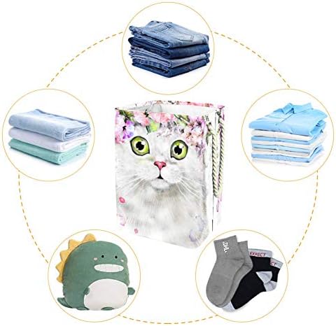 חמוד אקוורל חתול 300 ד אוקספורד עמיד למים בגדי סל גדול כביסה סל עבור שמיכות בגדי צעצועים בחדר שינה