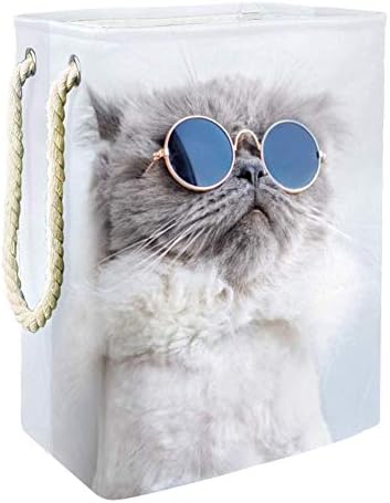 טיזורקס מצחיק חתול פוזות משקפי שמש אוקספורד בד מתקפל כביסה סל אבק דלי סל כביסה צעצוע בגדים מלוכלכים אחסון ארגונית סל כביסה