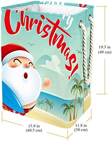 סנטה קלאוס על חוף חג 300 ד אוקספורד עמיד למים בגדי סל גדול כביסה סל עבור שמיכות בגדי צעצועי בחדר שינה