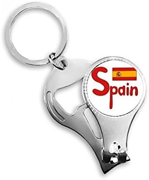 ספרד דגל לאומי דפוס אדום דפוס ציפורניים ניפר טבעת מפתח שרשרת בקבוקי גוזז