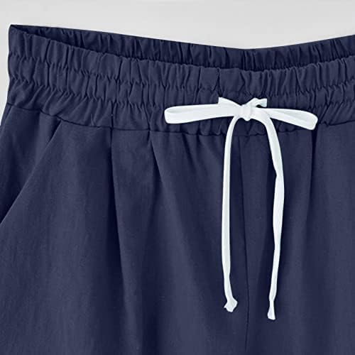 RVIDBE כותנה מזדמנת כותנה אלסטית באורך הברך באורך ברמודה מכנסיים קצרים עם מכנסי נשים קצרים ברמודה אורך מזיעה נשים