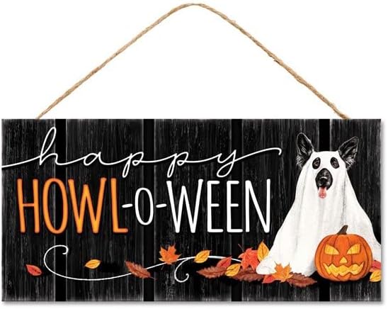 קרייג בכמן, 12 שלט עץ: Happy Howl-O-Ween Dog Halloween Choloween Cander Door Cloight