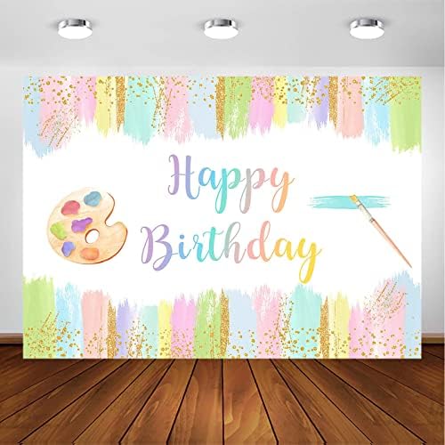צבע יום הולדת רקע צבעי צבעי מים מסיבת יום הולדת קישוטי עבור ילד ילדה צביעת אמנות מסיבת נושא יום הולדת צילום רקע עוגת שולחן באנר ספקי