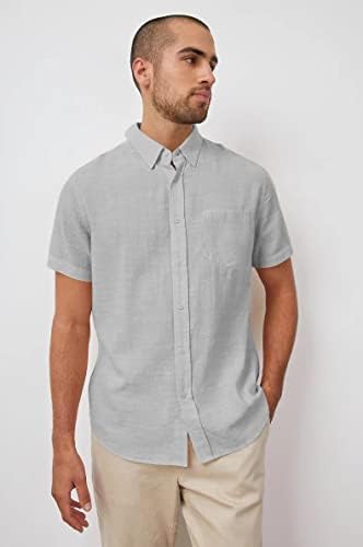 כפתור מזדמן של Maxjon גברים למטה חולצת שרוול קצר חולצות כותנה חולצות פשתן לגברים חולצות חוף קיץ