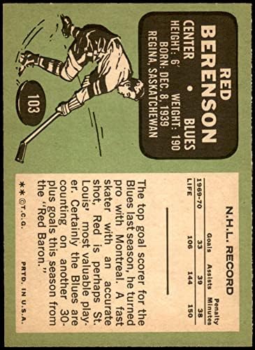 1970 Topps 103 Red Berenson St. Louis Blues NM Blues