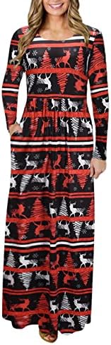 שמלת Ruziyoog Maxi לנשים סתיו שמלת המותניים של שרוול ארוך מזדמן 2022 מפלגת חג המולד ערב נשף שמלות ארוכות