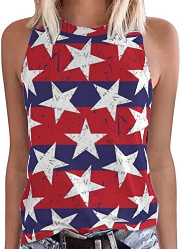 חולצת דגל אמריקאית נשים טנק גופיות מככבות פסים גרפיים צמרות פטריוטיות 4 ביולי חולצת טריקו במצוקה ארהב ללא שרוולים