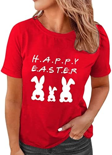 בתוספת גודל חולצת פסחא שמחה לנשים מצחיקות ארנב חמוד טיז גרפי של חולצות שרוול קצר מזדמן חולצות טריקו חולצות טריקו
