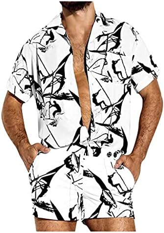 אופנה אופנה הוואי הדפסת חולצה שרוול קצרה סט סטרינט דיו להדפסת מכנסיים קצרים חולצת חוף יומית לגברים סט דו חלקים