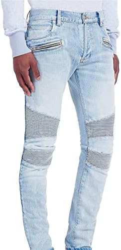 מכנסי רוכסן רזים רזים של Maiyifu-GJ ג'ינס רזים רזים רזה מכנסיים דקיקים רזים מכנסיים מחודדים מוטו מוטו עיפרון במצוקה ג'ין מכנסיים