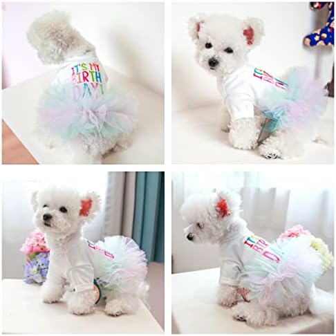 יום הולדת כלב נסיכת שמלת טוטו לכלבים קטנים ילדה + גור מתכוונן לחתול מסיבת יום הולדת עוגת עוגת עוגת