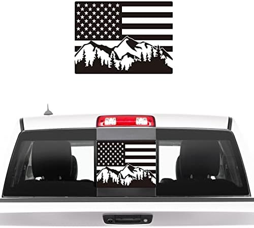 יוקאוטו אחורי אחורי חלון אמצעי מדבקות מדבקות שברולט סילברדו סיירה 2004-2018 דגל אמריקאי הרים מדבקות ויניל מטות שחור