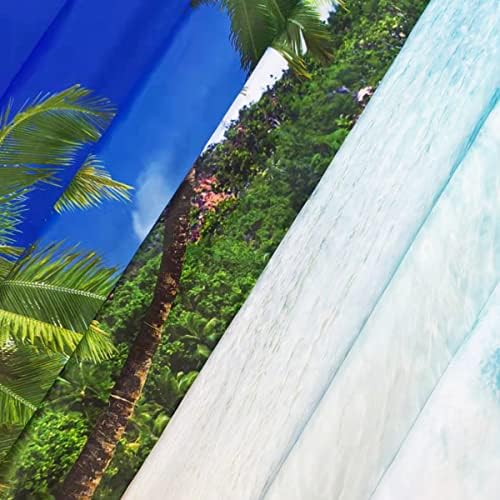ZXMBF אוקיינוס ​​חוף וילון מקלחת כחול שמיים ים טרופי עצי דקל חוף הים נוף וילון אמבטיה אטום מים עיצוב אמבטיה עיצוב 72x72 אינץ 'ווים פלסטי
