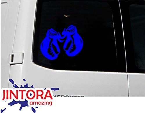 מדבקה של JINTORA - מדבקות מכוניות - כפפות אגרוף - 109x90 ממ - JDM - Die Cut - Bus - Window - מחשב נייד - מאמן - משאית - כחול