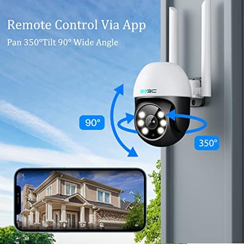 SV3C PTZ מצלמת אבטחה חיצונית, מצלמת IP של כיפת פאן טיה WiFi עם מעקב אוטומטי, ראיית לילה צבעוני 1080p, אודיו דו כיווני, גילוי הומנואיד,