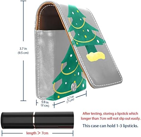 מארז שפתון Oryuekan עם תיק איפור נייד חמוד חמוד כיס קוסמטי, עץ חג המולד מצויר דפוס ירוק