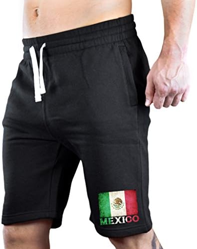 חזה גברים מקסיקו דגל שחור פליס ג'וג'ר מכנסי חדר כושר קצרים