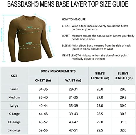 חולצת שכבה תרמית של Bassdash Bassdash חולצה בתחתית חולצה עליונה אולטרה רכה מהירה יבש