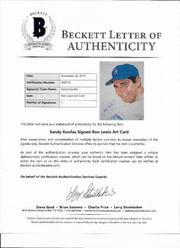 סנדי קופקס חתימה לוס אנג'לס דודג'רס רון לואיס אמנות 8x10 תמונה בקט אימת 2 - תמונות MLB עם חתימה
