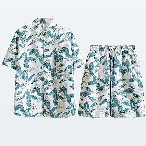 חליפות חולצות שרוול קצרות של הוואי גברים עם חליפות עם גדירי כיס 2 חלקים של גברים סט זיעה לגברים סט ספורט גברים