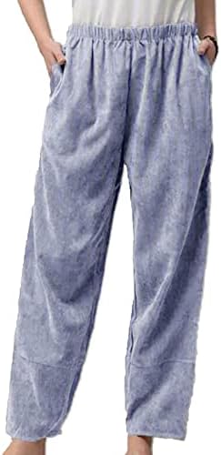 מכנסי טרקלין רחבים מזדמנים של נשים המותניים המותניים המוצקים המותניים קיץ מכנסי חוף קלים מכנסי טרנינג זורמים ברגליים קלות