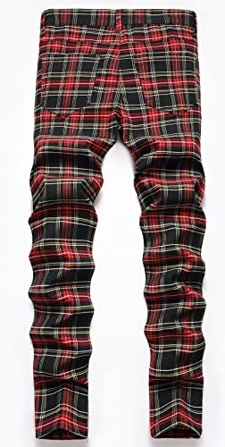 מכנסיים לגברים מכנסיים מודפסים משובצים מזדמנים גמישות גבוהה בתוספת מכנסיים ישרים מתאימים למכנסיים באורך מלא מכנסיים באורך מלא
