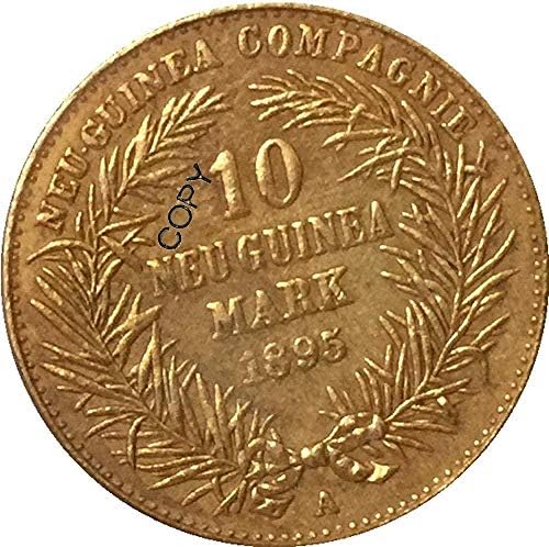 מטבע אתגר 24-k מצופה זהב 1895 גרמניה 10 מארקס מטבע קופץ קופיקציה מתנות אוסף מטבעות
