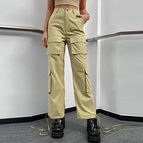 מכנסיים מזדמנים לנשים ארוכות 2023 מכנסי מטען אישה רגועה בכושר בגדים רחבים מכנסיים שחורים רוכסן מותניים גבוהים רזה