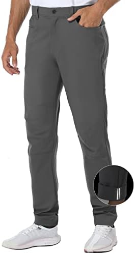 מכנסי גולף רזים מתאימים מכנסי שמלת נמתח טיולים אטומים למים עבודה קלה משקל מזדמן מכנסיים קדמיים שטוחים עם כיסים