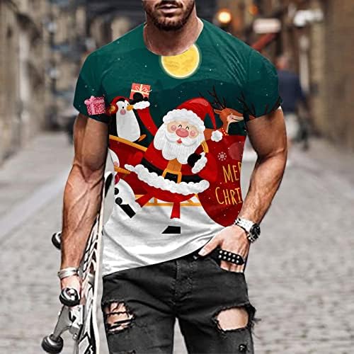ZDDO חייל לגברים לחג המולד שרוול קצר חולצות שרוול שריר דק מעצב מסיבות מעצבת חג המולד גרפיקה גרפיקה מצחיקה ספורט ספורט