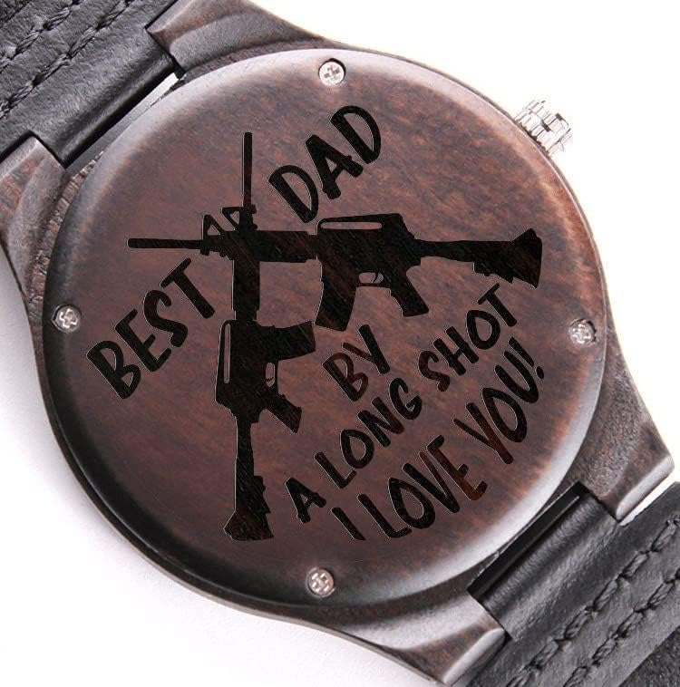 האבא הטוב ביותר תיקון שני חרוט שעון עץ, מתנה ליום האב, מימין לשאת נשק, ציד, רובה, אקדח, זכויות אקדח, טווח הירי, שעון העבודה הפתוחה של