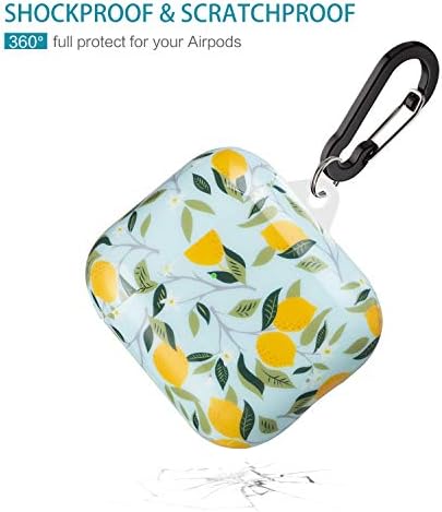 Lokigo Lemon AirPods Case Cover Protection תואם לערכות Apple AirPods 2 ו- 1 פירות ערכות קשיחות עם מחזיק מפתחות/רצועה/אווירים/מחזיק להקת