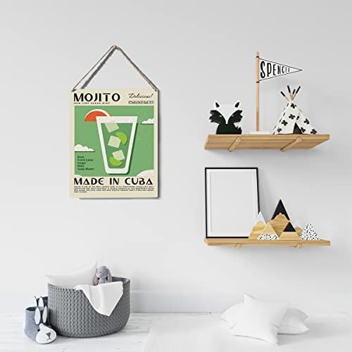 עיצוב שלט קוקטייל מצחיק Mojito שלט עץ עץ קיר תלייה קוקטייל יצירות אמנות 8 x10 מודרני ברא