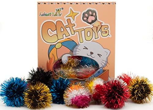 אופנה של דיבור גליטר פום פום כדור חתול צעצוע ניצוץ כדורי חתלתול מקורה חתולי טינסל כדורי