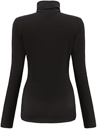 חולצות SSLR-תרמיות עבור נשים-צווארון צמרות שרוול ארוך צמר צמר חורף רזה שכבת בסיס צוואר מדומה