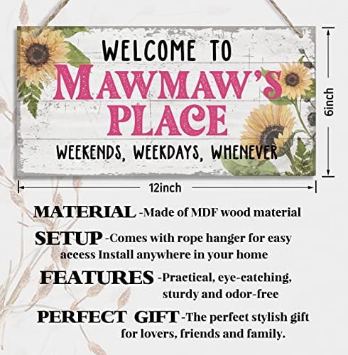 וינטג 'ברוך הבא לסופי שבוע של Mawmaw's Place, ימי חול, בכל פעם ששלט עיצוב עץ, תליית עיצוב לוח עץ מודפס, שלט עיצוב כפרי, עיצוב Mawmaw,