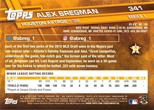2017 טופס בייסבול 341 אלכס ברגמן טירון כרטיס-1 רשמי טירון כרטיס
