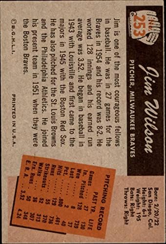 1955 Bowman 253 ג'ימי ווילסון מילווקי בראבס כרטיסי דיקן 5 - אקסית בראבס