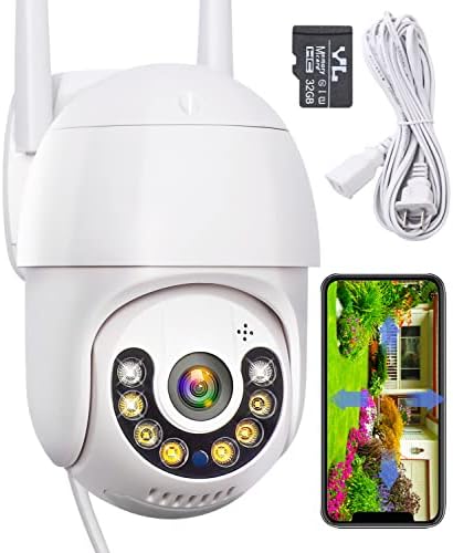 מצלמות אבטחה של Yeleoke Outdoor, 1080p HD 360 ° View Pan Tilt Wifi מצלמות לאבטחה ביתית, שמע דו כיווני, זיהוי תנועה, דחיפת אזעקה, IR Vision